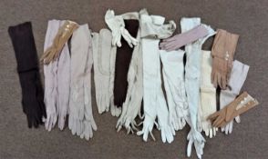 A quantity of lady's white leather evening gloves and others, (qty)