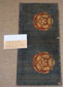 A section of carpet purportedly from the Coronation of Queen Victoria, the handwoven section of