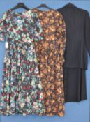 A quantity of c.1980's Laura Ashley clothing to include a blue, red, green floral cotton tea dress