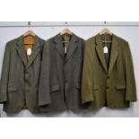 Three gentleman's tweed jackets, to include a 100% cashmere jacket by Elgins of Scotland, approx.
