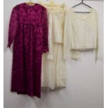 A quantity of c.1970's lady's clothng to include a cream net skirt, with separate underskirt and