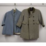 A child's Harris Tweed coat by Daniel Neals, with green tweed double breast and velvet collar,