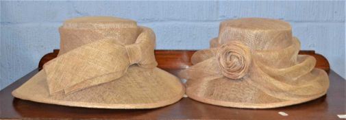 Two lady's straw hats by Gina Bacconi, together with a Harrods hat box, (2)