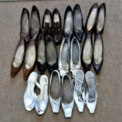 Ten pairs of vintage Charles Jourdan, Paris, leather shoes, mainly size 6, and a pair of silver