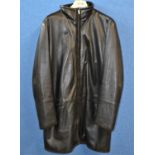 A gentleman's Versace Classic black leather jacket, with suede trim to zip and cuffs and knitted