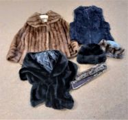 A lady's fur jacket by Maxwell Croft together with a navy fur gillet and a quantity of faux fur