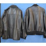 Two gentleman's black leather jackets, to include a black bomber style leather jacket by Red Eleven,