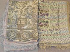 Two early-mid 20th century tapestry style throws/wall hangings, one with chinoserie style pattern,