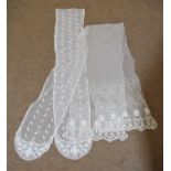 Two machine made net lace scarves / shawls, (2)