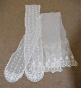 Two machine made net lace scarves / shawls, (2)