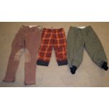 A pair of green tweed plus 4's by Burberry, together with a pair of orange check plus 4's by Parosh,
