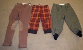 A pair of green tweed plus 4's by Burberry, together with a pair of orange check plus 4's by Parosh,