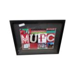 A limited edition 'We are United' Manchester United Football Club collage print, indistincly signed,