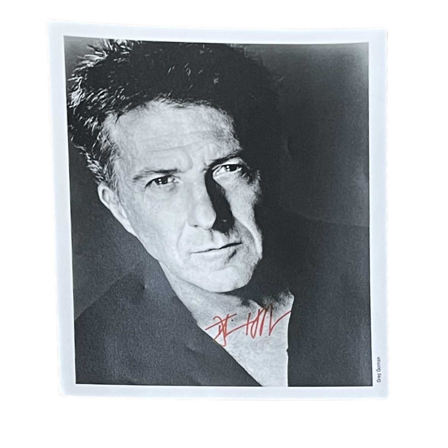 Dustin Hoffman, 8x10'' black and white photograph by Greg Gorman, bearing the signature of Hoffman