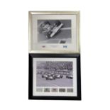 A pair of car racing interest prints, Jochen Rindt (German Racing Car Driver) driving a Lotus 49B-