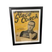 A vintage framed sheet music cover for Stage Coach: Modern Composition for Piano, Composed by Eric
