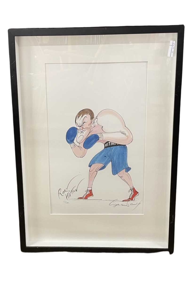 Gerald Scarfe (British, b.1936), 'Ricky Hatton', limited edition chromolithograph, numbered 21/100