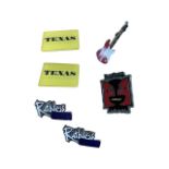 A selection of official VIP tour package badges / pins, to include: - Chris Rea guitar - Texas 'Jump
