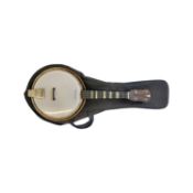 A Musima banjolele (ukulele banjo), with maple back, ebony fingerboard and pearlescent fret