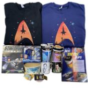 A mixed lot of Star Trek memorabilia, to include: - 2 x Starfleet insignia sweatshirts - Pinball