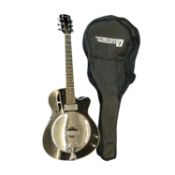 DiMavery RS-420 resonator 6-string electric guitar in black, with DiMavery soft case.