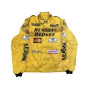 A 1990s Limited edition replica Jordan Honda F1 jacket, as used by Damon Hill.Some light weat to one