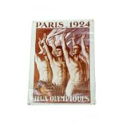 A reproduction printed gloss poster for the Paris 1924 Summer Olympic Games (Jeux Olympiques), as