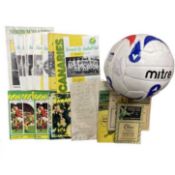 A collection of Norwich City Football Club memorabilia, to include: - Mitre football bearing the