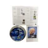 A Dr Who wall clock and A4 colour print, both bearing the signature of Terry Molloy as Davros in