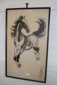 Chinese study of a horse, framed and glazed