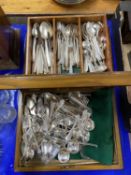 Two canteens of assorted cutlery plus a further tray of silver plated cutlery (3)