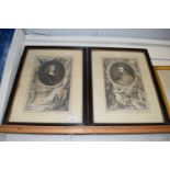 A monochrome engraving of Sir Henry Vane together with another similar, framed and glazed (2)