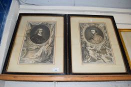 A monochrome engraving of Sir Henry Vane together with another similar, framed and glazed (2)