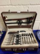 Cased Prima knife and cutlery set