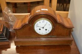 Edwardian mantel clock in arched mahogany veneered case