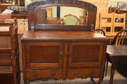 Early 20th Century oak mirror back sideboard with two doors and two drawers, 119cm wide