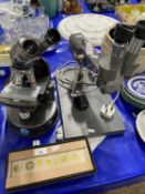 Mixed Lot: A binocular microscope marked C Baker, London together with a further binocular