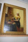 After Johannes Vermeer, A Kitchen Maid, coloured oleograph