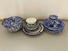 Mixed Lot: Various blue and white table wares to include Spode and Royal Doulton Norfolk