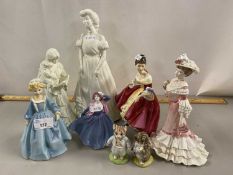 Mixed Lot: Various figurines to include Royal Worcester and Royal Doulton issues plus two further