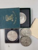 Cased Festival of Britain five shilling piece and others