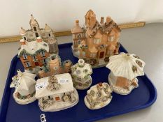 A collection of various small Staffordshire model houses, similar Pastille burners (10)