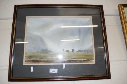 R J Rowell, Strahnairn October Rain, watercolour, framed and glazed