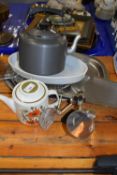 Mixed Lot: Various kitchen wares, precision vice, Meakin teapot etc