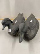 Two plastic decoy ducks