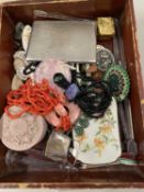 Mixed Lot: Silver plated cigarette case, various assorted costume jewellery and other items