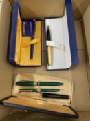 Mixed Lot: Cased pens comprising Sheaffers, Waterman and Ronson