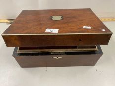 Burr wood veneered jewellery box with some content