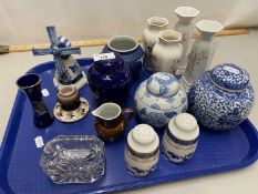 Mixed Lot: Various assorted small vases, covered jars, windmill etc