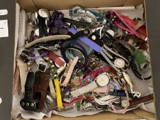 Box of various assorted wristwatches